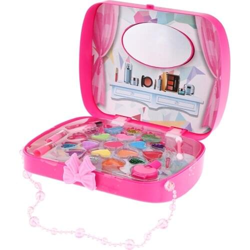 Colorful Toy Cosmetic And Makeup Set Handbag Rose Red Kids Pretend Play Toys