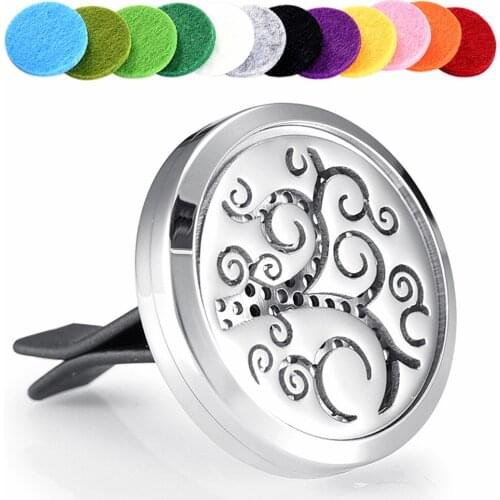 MJL0012 Car Perfume Diffuser Locket Clip Aromatherapy Stainless Steel 12 Washable Felt Pads