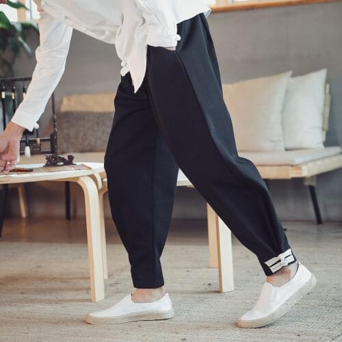 Mens Casual Pants Loose Large Mens Clothing Chinese Style Autumn Winter New Traditional Pants Male Kimono Pants Men