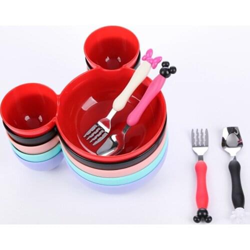 Kids Dinnerware Sets Bowl Scoop Fork Creative Cartoon Character Plate Childrens Lovely Tableware Lunch Tray Dishs Feeding Bowl