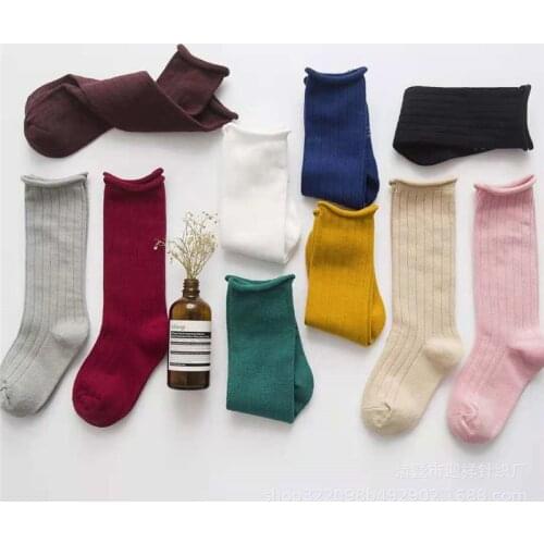 Cotton Baby Childrens Pile Socks Girls Middle Tube Crimping Calcetines Bow Sokken Kids Boy School Meia Infantil Menina