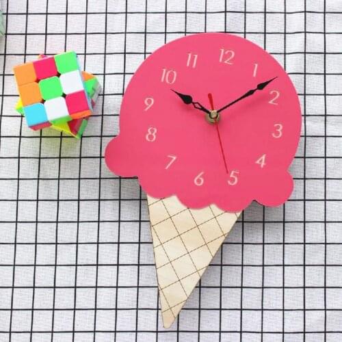 New Home Personalized Cartoon Creative Wall Clock Living Room Acrylic Ice Cream Childrens Clock Creative Wall Clock