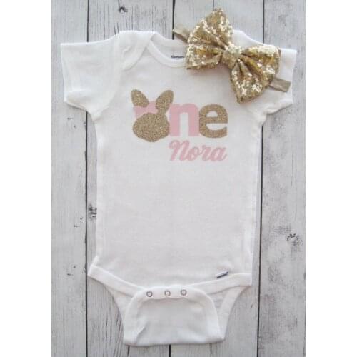 PERSONALIZED NAME Easter Bunny first birthday infant bodysuit onepiece Tutu Dress romper Outfit Set baby shower party favors