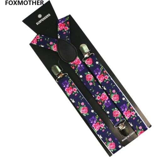 FOXMOTHER Flower Floral Print Mens Womens Unisex Clip-on Suspenders Unisex Elastic Y-Shape Braces