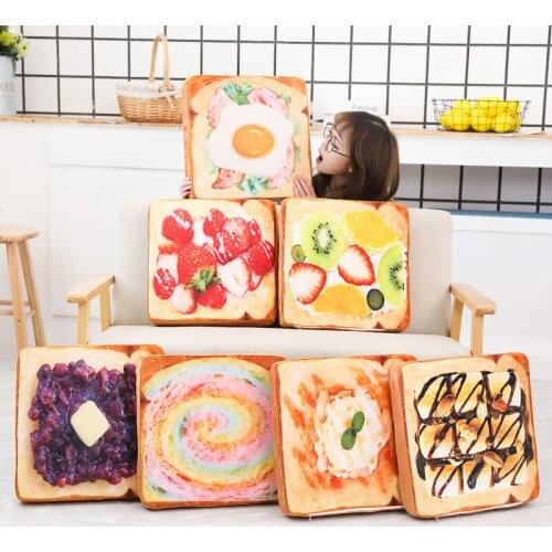 40cm Cat Cushion Cute Simulation Toast Bread Slices Chair Cushions Sandwich Plush Pillow Creative Bread-type Office Home Decor