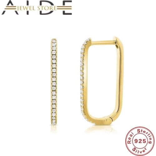 Aide 100% 925 Sterling Silver U Shaped Hoop Earring Ear Buckle Piercing Huggie Earrings for Women Jewerly Mujer Pendientes Gift