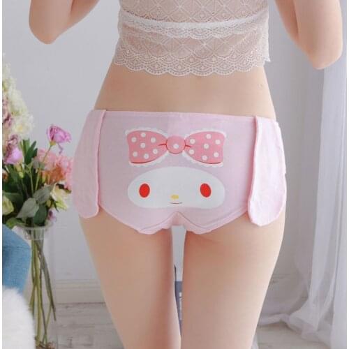 Japanese Soft Girl Dream Girl Heart Pink Large Size Middle Waist Stereo Big Ears Miss Rabbit Cotton Underpants culotte femme