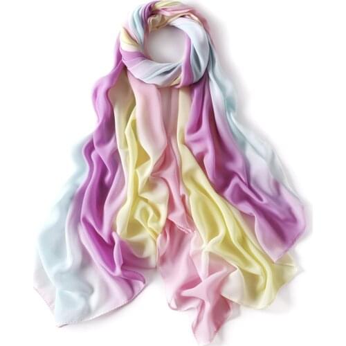 Gradient Color Chiffon Scarf Hijab Muslim Head Scarf Female Wrap Head Scarves Islam Turban Bonnets Foulard Femme Musulman