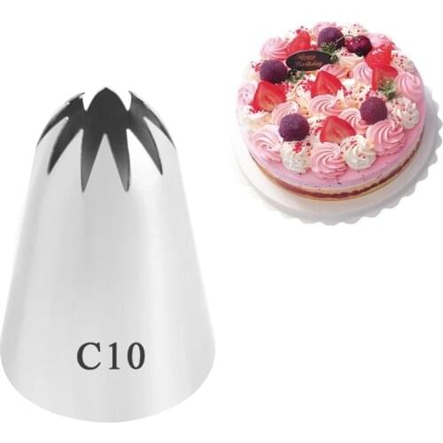 1PCS #C10 Large Icing Piping Nozzles Russian Nozzles Pastry Tips Cookies Cake Decorating Tools Tips Cream Fondant Pastry Nozzles