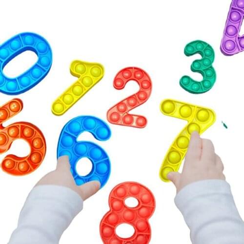 New 10 Pack Stress Reliever 0-9 Numbers Shapes Learning Puzzle Push Pop Bubble Popper Poppet Sensory Fidget Dimple Toys