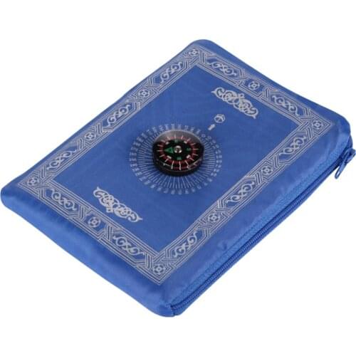 100*60cm Portable Waterproof Pocket Muslim Prayer Rug Oxford Fabric Mat Blanket Prayer Mat with Compass in Pouch