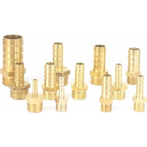 5) Fit Hose I/D 4mm 6mm 8mm 10mm 12mm 14mm 16mm 19mm Barbed x1/8" 1/2" 3/8" 1/2" BSPP Male Brass Splicer Connector Pipe Fitting