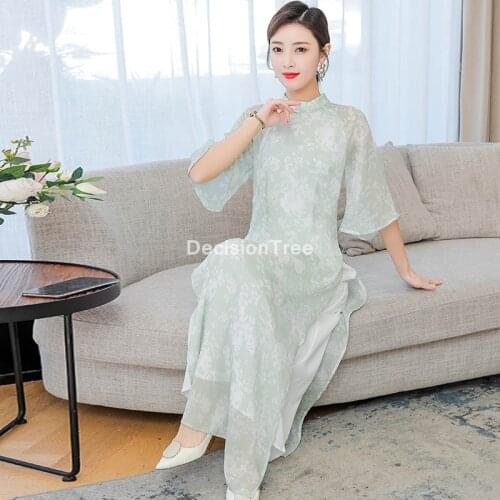 2021 women satin dress aodai vietnam clothing cheongsam aodai vietnam dress vietnamese traditional dress cheongsam dress