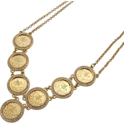 Zkd 55 cm Turkey Coins Arab Coins crystal islam muslim necklace Turks Africa Party jewerly