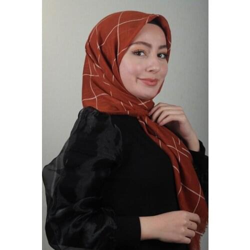 BAYSEM PATTERNED LINEN FLAMLI SCARF-PATTERN-10-RENK-14