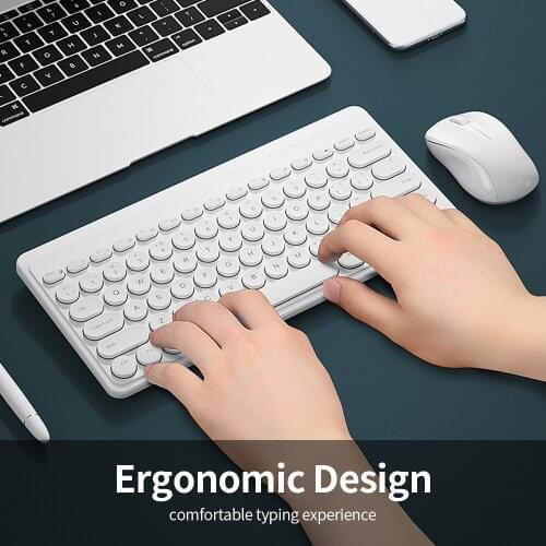 2.4G Wireless Keyboard And Mouse Combo 79 Keys Round Keycaps Mini Portable Computer Ergonomic Keyboard Mouse Set for PC Tablet