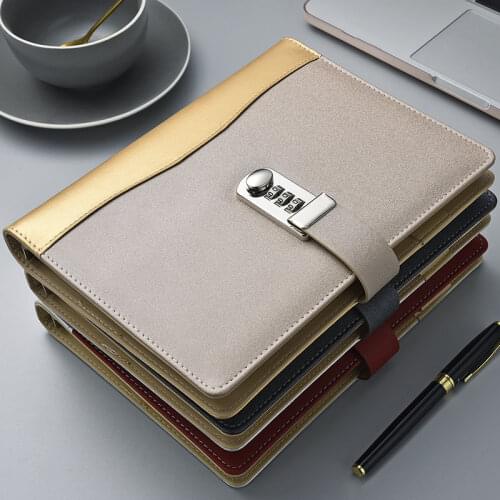 A5 Loose-leaf Notebook Password Book with Lock Creative School Office Supplies Stationery Personal Diary Journal Cover Planner
