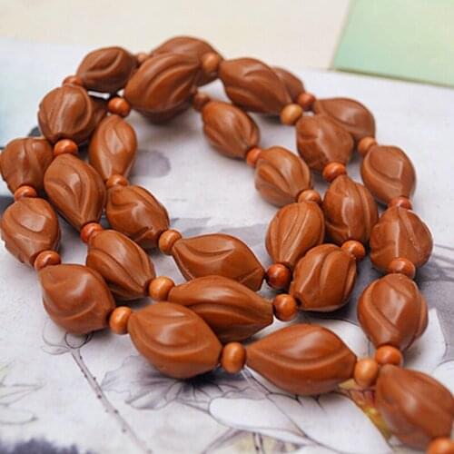 Wholesale Natural Olive Shell Bracelets Carving Twisting Beads Hand String Red Oil Old Nuclear Wenwan Wood Bracelets Jewelry