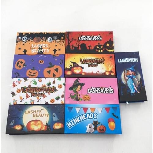Halloween Theme Lashes Cases Empty Lashes Boxes With Clear Tray 10/30/50Pcs Magnetic Packaging Hard Package For Mink Eyelashes