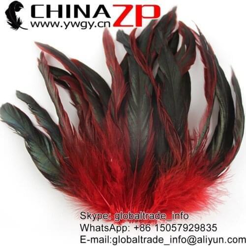CHINAZP Factory Size 6"-8" (15-20cm) 200pieces/lot Cheap Wholesale Dyed Red Half Bronze Rooster Chicken Coque Feathers