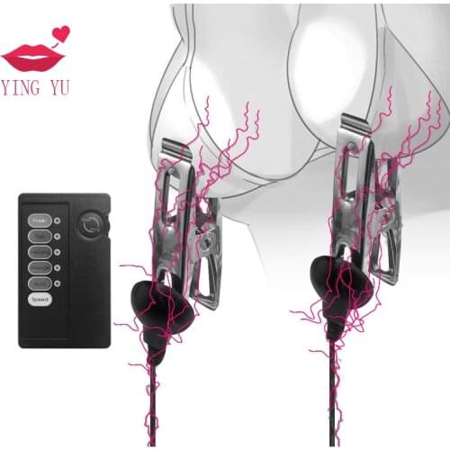 Electro Shock Nipple Clamps Clips Breast BDSM Bondage Restraint Fetish Penis Lock Electric Medical Themed Sex Toys