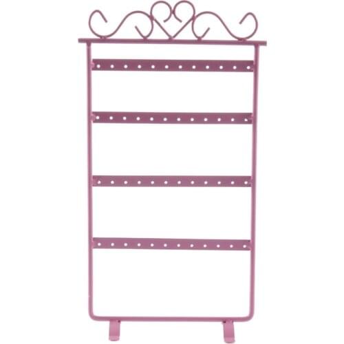 Hot 48 Hole Earrings Ear Studs Display Rack Metal Jewelry Holder Stand Organizer Showcase Pink 295x160mm For Retail Environment