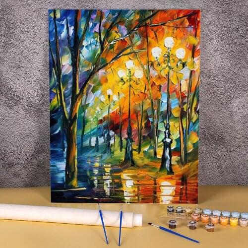 Oil Painting Style Park Paint By Numbers Set Oil Paints 50*70 Boards By Numbers Home Decor For Kids Handicraft Handiwork Art