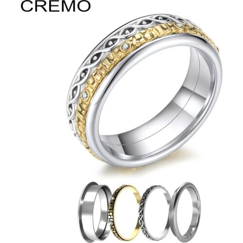 Cremo Stainless steel Rings Interchangeable Layered Ring Female Original Handmade Hundred Matching Wedding Band Accessories