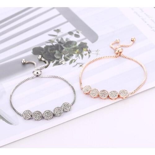 L&H Luxury Gold/Silver Color Elegant Bracelets Women Shine Rhinestone Bracelets Bangles High Quality Round Bracelets in Jewelry