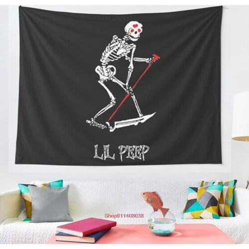 Lil peep Skeleton Grim reaper tattoo and official design tapestry Blanket Tapestry Bedroom Bedspread Decoration