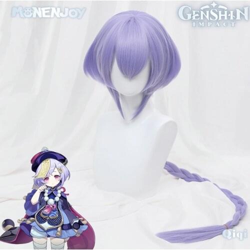 Monenjoy Genshin Impact Qiqi Cosplay Wig Violet Long Cos Hair