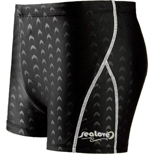 Mens Shark Skin Racing Swim Trunks Quick Dry Bathing Flat Briefs Plus Size Competition Swim Suit