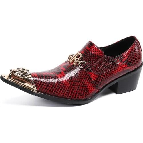 Summer Casual New Mens Classic Fashion Shoes Personality Crocodile Grain Cowhide Leather Metal Mens Shoes