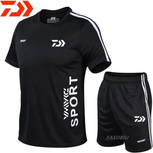 Daiwa Fishing Suit Men Summer Fishing Clothing Sportswear 2 Piece Outdoor Fishing Shorts Quick Dry Cycling Sport Fishing T-Shirt