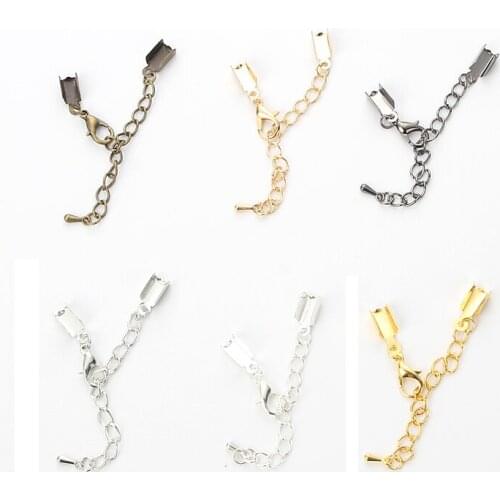 New 10pcs 4mm 6 Colors Metal Extender Tail Chain Lobster Clasp For Jewelry Making DIY Cord Clips Connectors Bracelet Findings