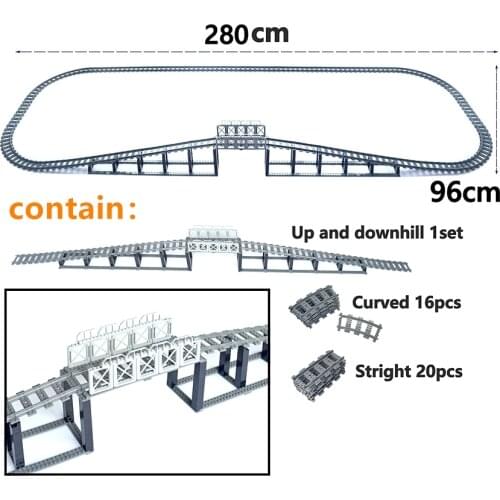 Newly Shaped Uphill Track City Trains Track Rail Bricks Model Straight Curved Soft Flexible Switch Railway Building Blocks