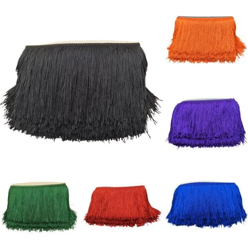 Wholesale 10 yards 15cm Long Fringe Lace Tassel Polyester Lace Trim Ribbon Sew Latin Dress Stage Garment Curtain DIY Accessories