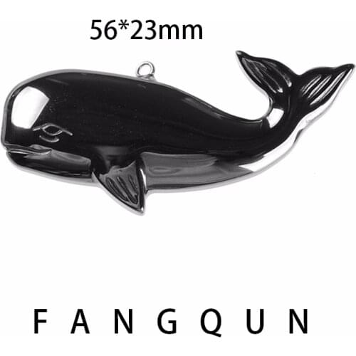 AAA Natural stone Hematite Dolphin Pendant 56*23mm Non-Magnetic Bead Charm Jewelry DIY Necklace making accessories For Women Men