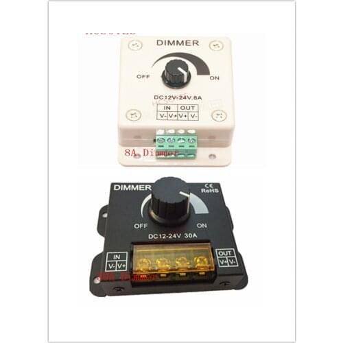 DC12V-24V LED Dimmer 8A 30A 96W 360W Adjustable Brightness Lamp Strip Light Driver Single Color LED Controller 5050 3528 Tape