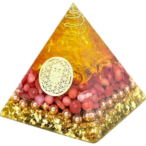 Reiki Orgonite Natural Crystal Orgone Pyramid Energy Generator Jade Coral Citrine Emf Protection For Chakra Healing For Home
