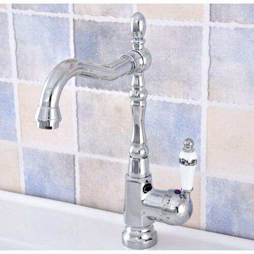 Silver Polished Chrome Brass Single Hole Single Handle Swivel Spout Kitchen Sink Bathroom Vessel Basin Faucet Mixer Tap asf639