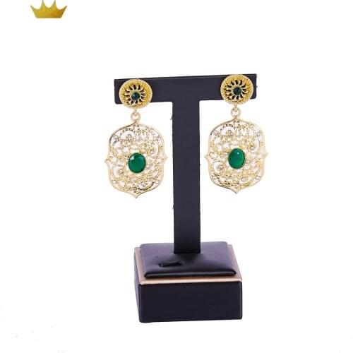 2020 AUG Gold color earringcolor stone fashion jewelry alloy earring