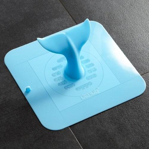 Silicone Blue Whale Tail Floor Drain Cover Cute Shape Deodorant Insect Repellent Sewer Mat Kitchen Bathroom Sink Sealing Cover
