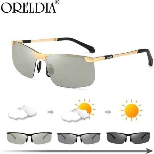 2021 New Photochromic Polarized Semi-Rimless Sunglasses Women Men Driver Rider Sport Goggle Chameleon Change color Glasses UV400