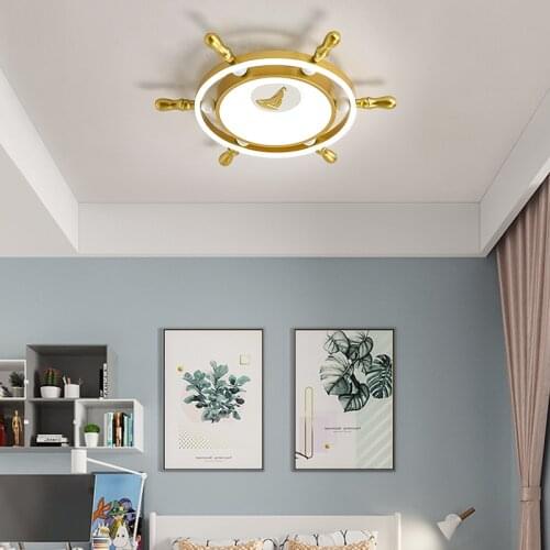 Modern LED Ceiling Light For Living Room Boy Bedroom Home Gold Blue Boat Shape Acrylic Lamp Lighting Fixtures Lamparas De Techo