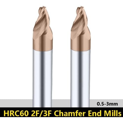 BEYOND Tungsten Steel Taper Chamfer End Milling CNC HRC60 2T 3T Solid Carbide Bevel Cutter Machine 0.5-3mm Chamferring Endmill