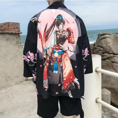 Fruit pattern Traditional japanese kimono yukata man japanese Short Robe Loose kimomo japanese cardigan kimono japones haori