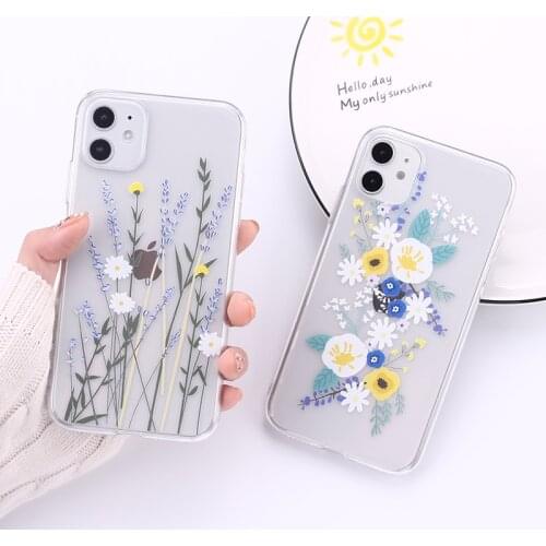 Tropical Floral Border Beauty Flowers Plants Transparent Phone Case For iPhone 12 Mini 11 Pro Max XR XS Max 8 7 Plus Soft Fundas