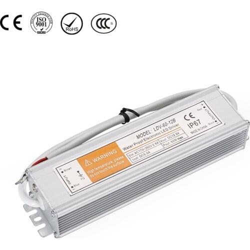 12vdc 5a waterproof led driver high quality low cost 60w power supply rainproof constant voltage for led light