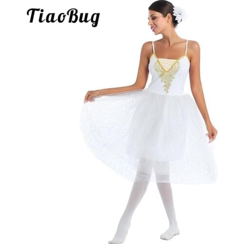 Women Adult Sleeveless Tulle Tutu Skirt Floral Sequins Ballerina Performance White Dance Costume for Ballet Dress with Headwear